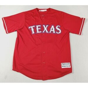 Majestic Jersey Mens Large Red Texas Rangers MLB Baseball Lucroy 25 Cool Base